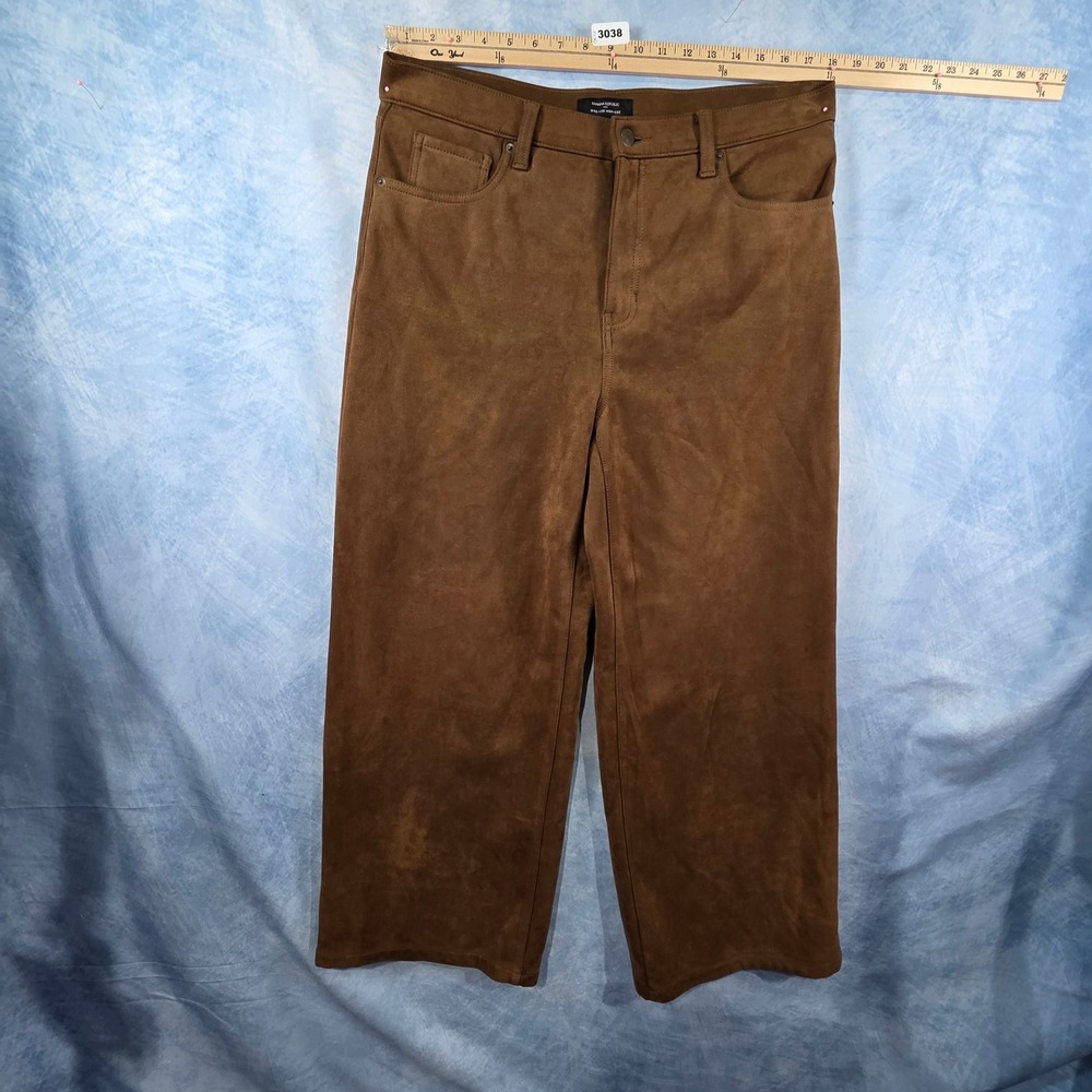Banana‎ Republic Womens Brown Vegan Suede Wide Leg High Rise Pants Size 33/16